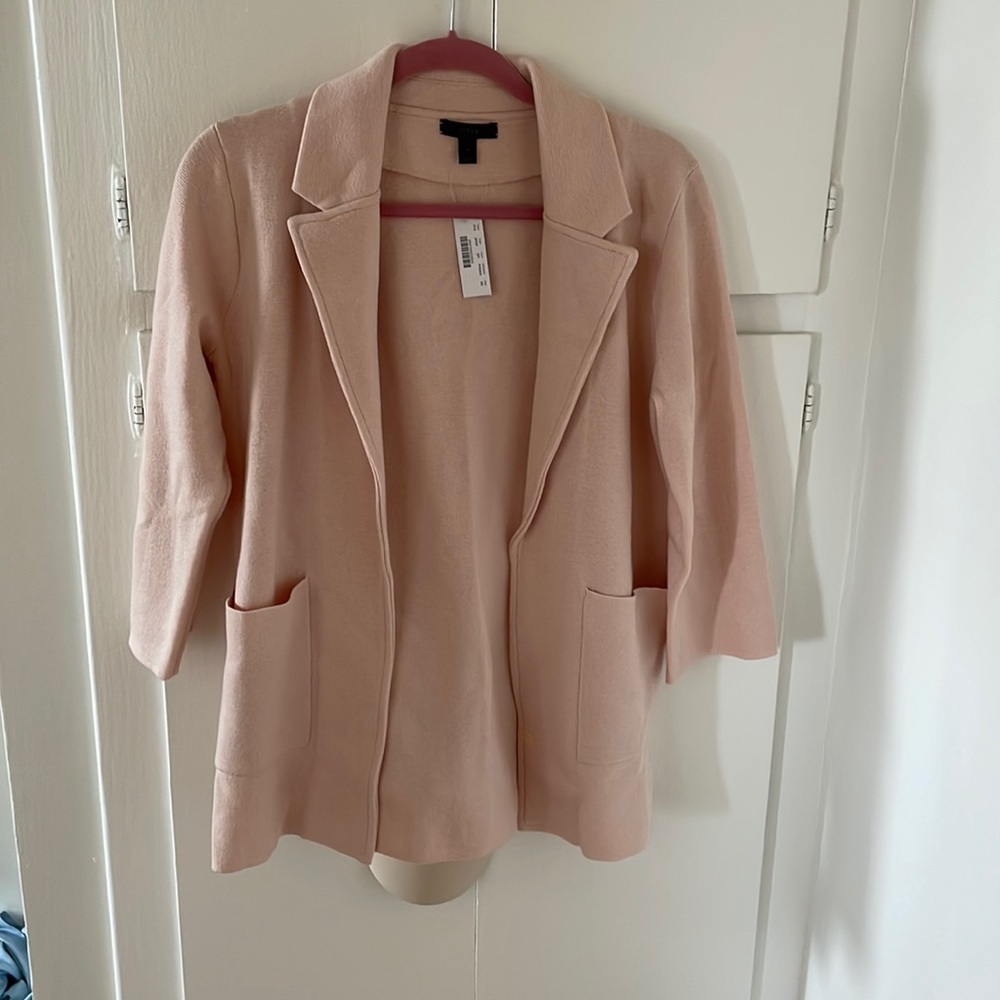 J crew open front sweater blazer subtle pink